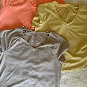 RBX Women's Short Sleeve V-Neck Tops - Coral, Yellow, Gray